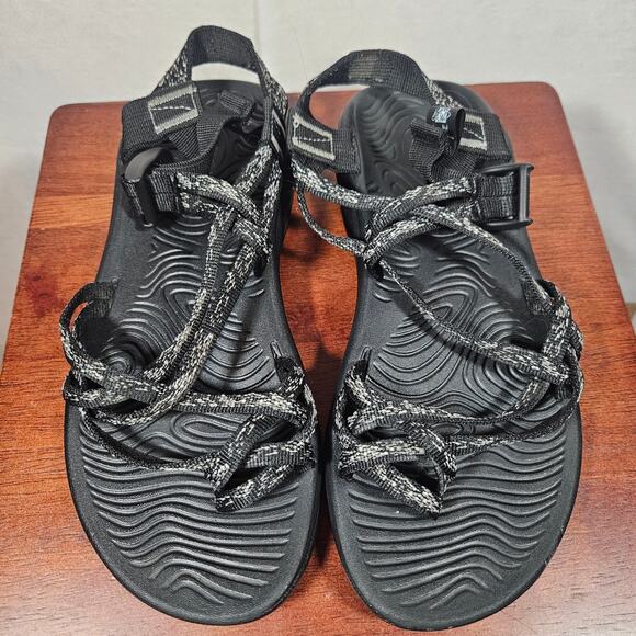 Chaco Black and White Women's Adjustable Strap Classic Sandal - Picture 1 of 6